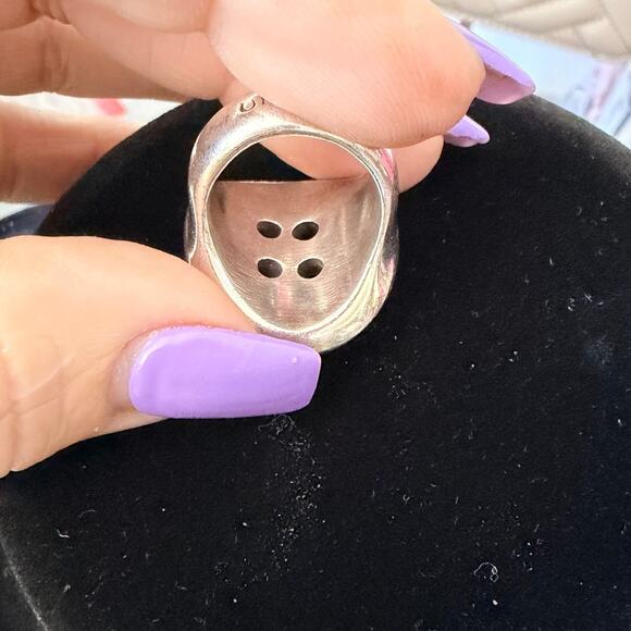 UNO de 50 Sterling Silver Button Ring Statement Chunky Designer - Picture 5 of 5